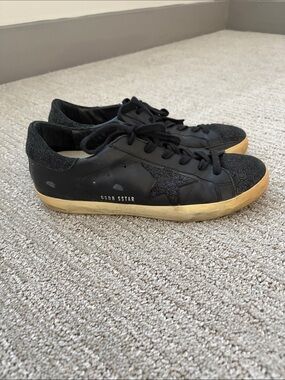 Golden Goose Black Leather Low-Top Sneakers
